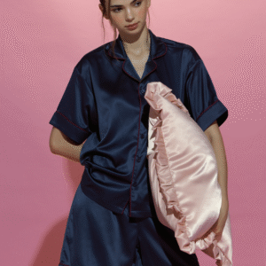 Sleepwear เซ็ตชุดนอน เสื้อแขนสั้น กางเกงขาสั้น - สีน้ำเงินเข้ม