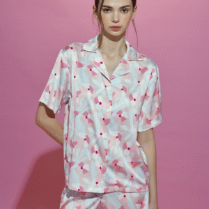 Sleepwear เซ็ตชุดนอน เสื้อแขนสั้น กางเกงขาสั้น - สีส้มอ่อน