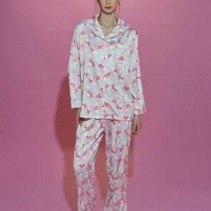 Sleepwear เซ็ตชุดนอน เสื้อแขนยาว กางเกงขายาว - สีส้มอ่อน