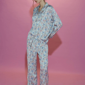 Sleepwear เซ็ตชุดนอน เสื้อแขนยาว กางเกงขายาว - สีฟ้า