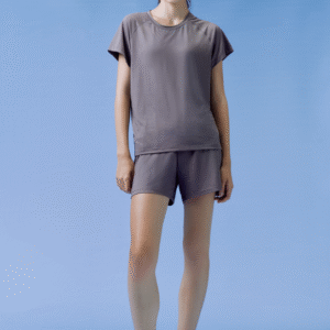 Sleepwear เซ็ตชุดนอน UNISEX เสื้อแขนสั้น กางเกงขาสั้น - สีเทาเข้ม