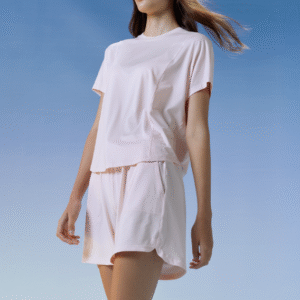 Sleepwear เซ็ตชุดนอน เสื้อแขนสั้น กางเกงขาสั้น - สีชมพูอ่อน